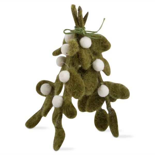 Picture of green mistletoe felt ornament - green