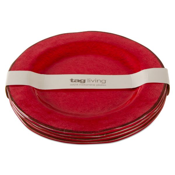 Picture of veranda melamine salad plate set of 4 - red