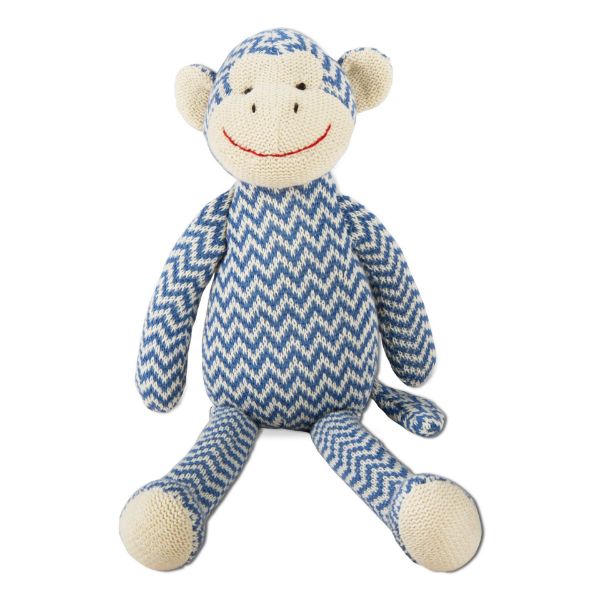 Picture of knit monkey plush - blue, white