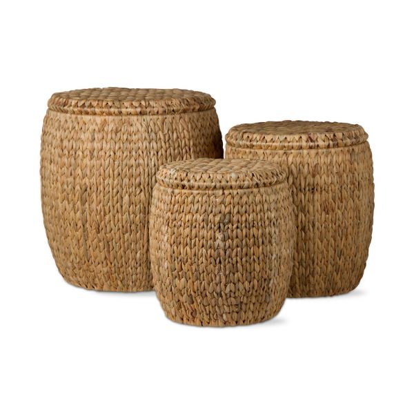 Picture of water hyacinth ottoman set of 3 - natural