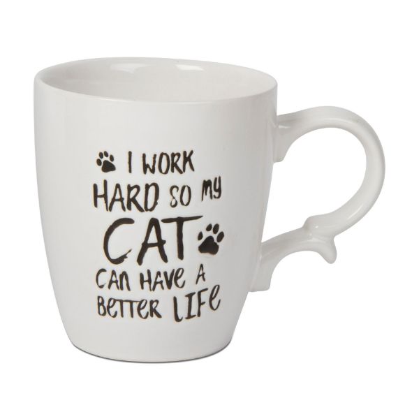 Picture of my cat has a better life mug - black, ivory