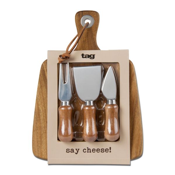 Picture of say cheese acacia board & cheese utensil set - natural