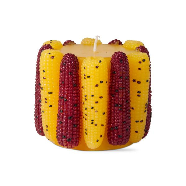 Picture of harvest corn pillar candle - multi