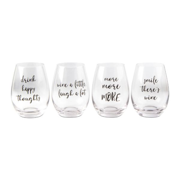 Picture of wine lovers stemless wine glass assortment of 4 - black