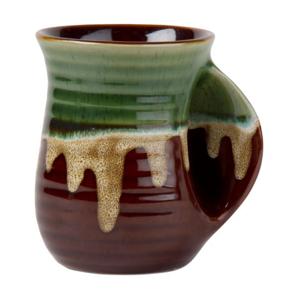 Picture of reactive glaze hand warmer mug - green