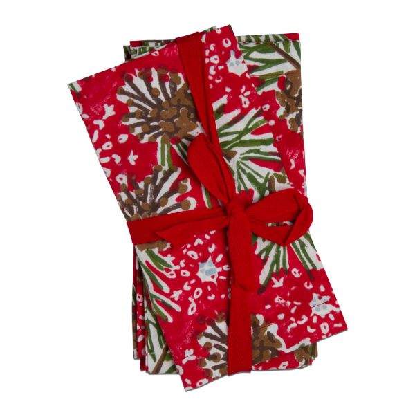 Picture of tis the season block print napkin set of 4 - red, green