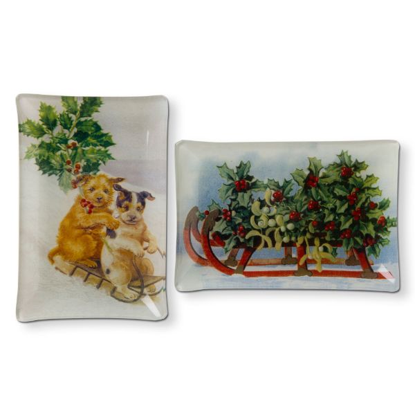 Picture of vintage sleds glass plate assortment of 2 - multi