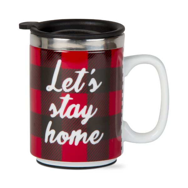 Picture of let's stay home insulated travel mug - red, black