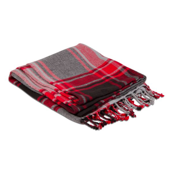 Picture of lodge plaid throw with fringe - multi