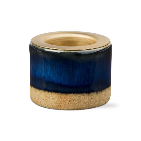 Picture of glazed tealight taper holder - blue