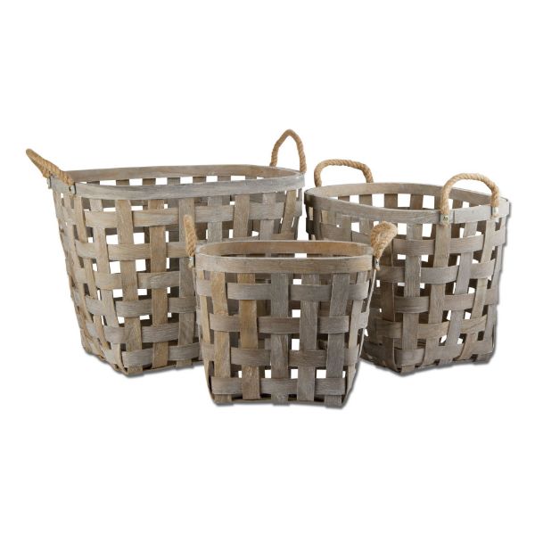 Picture of oval baskets set of 3 - gray