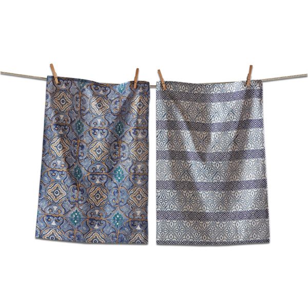 Picture of indigo block print dishtowel set of 2 - blue