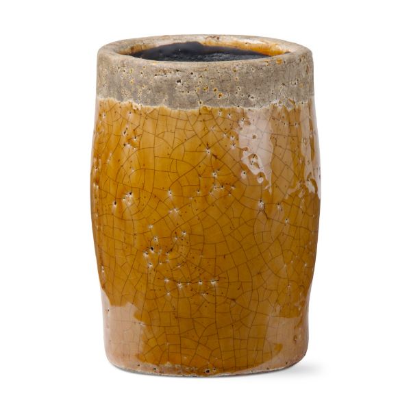 Picture of crackle glaze rustic vase- 6 inch - amber