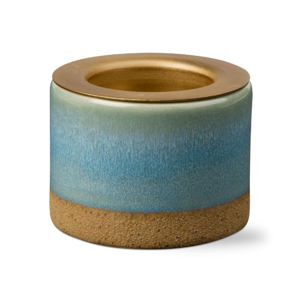 Picture of glazed tealight taper holder - light blue