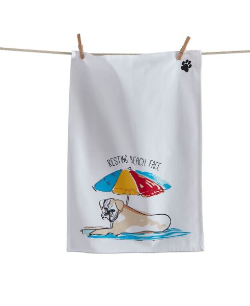 Picture of resting beach face boxer dishtowel - multi