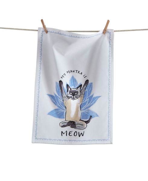 Picture of meow mantra cat dishtowel - multi