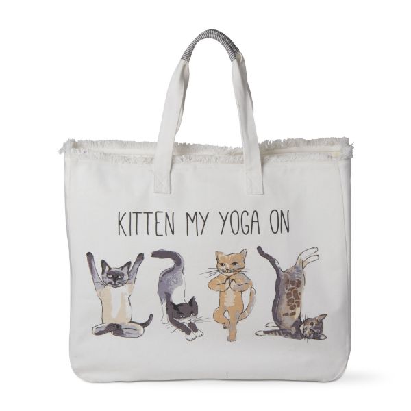 Picture of kitten my yoga on tote bag - multi