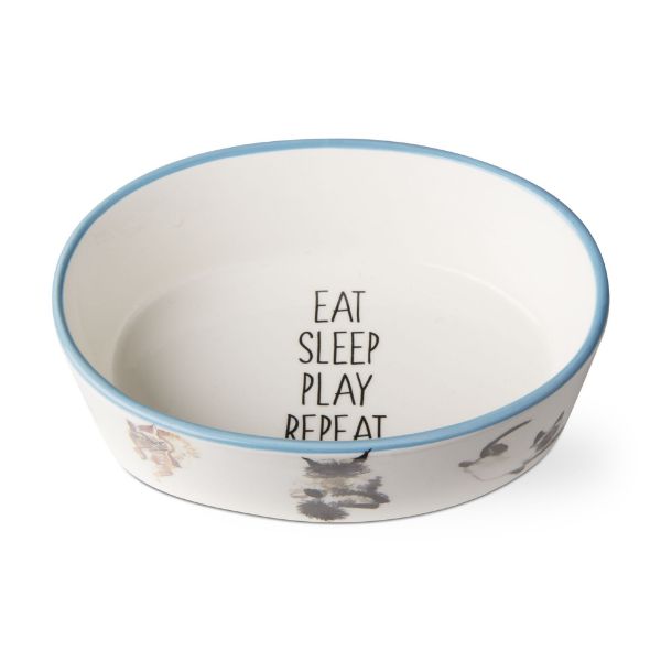 Picture of eat sleep play oval cat bowl - multi