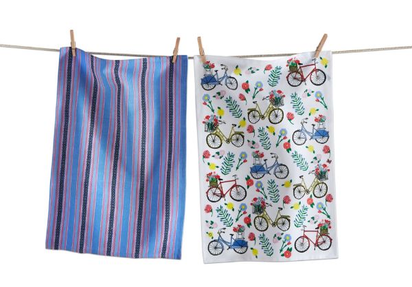 Picture of flower bike dishtowel set of 2 - multi