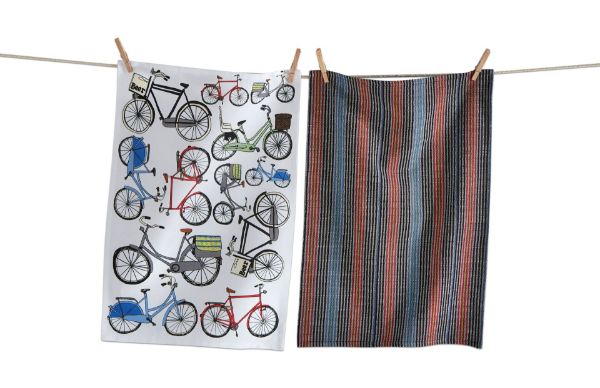 Picture of graphic bike dishtowel set of 2 - multi