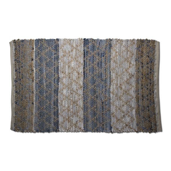 Picture of lattice chindi rug - blue