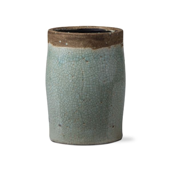 Picture of crackle glaze rustic vase tall - aqua