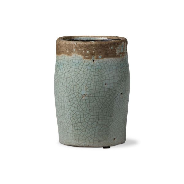 Picture of crackle glaze rustic vase medium - aqua