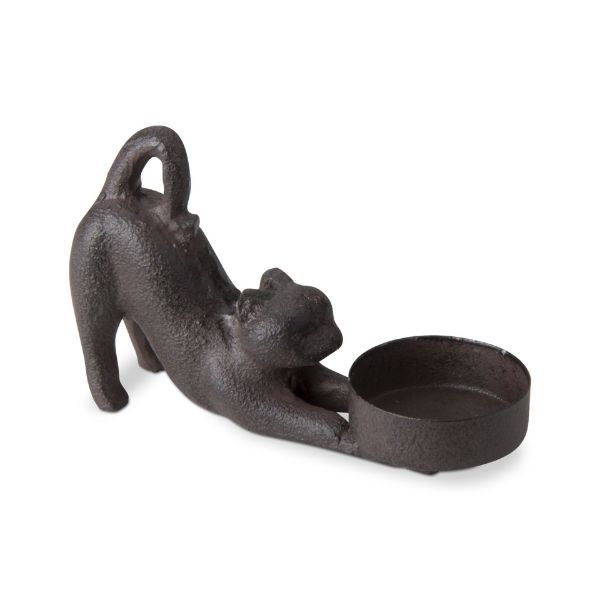 Picture of cat tealight holder - brown