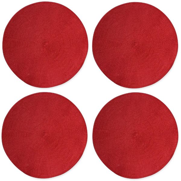 Picture of round woven placemats set of 4 - red