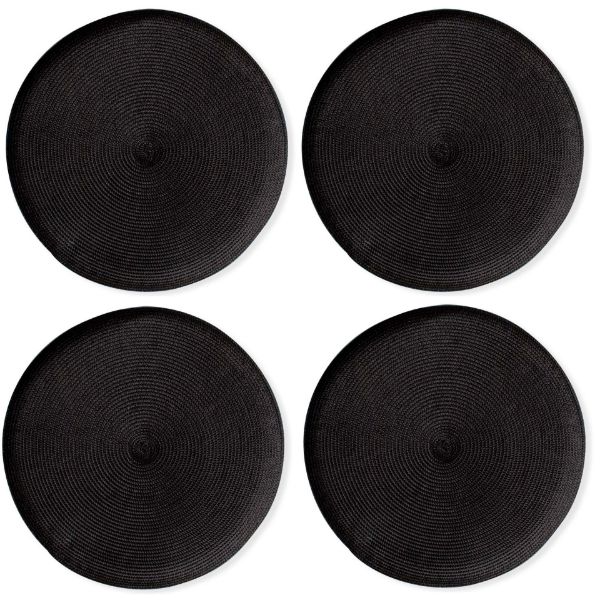 Picture of round woven placemats set of 4 - black