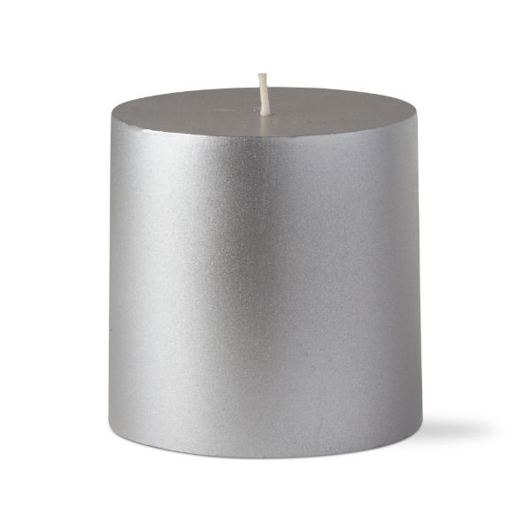 Picture of metallic pillar candle 4x4 - silver