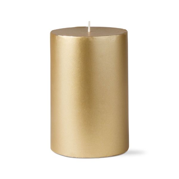 Picture of metallic pillar candle 4x6 - gold