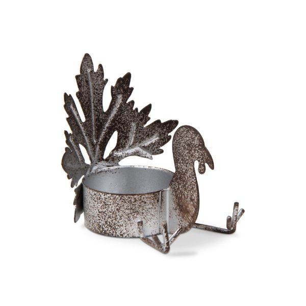 Picture of sitting turkey leaf tealight holder - bronze