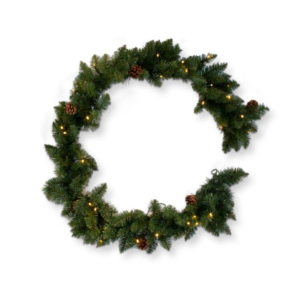 Picture of pinecone led lit garland - green