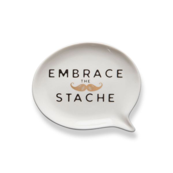 Picture of embrace the stache trinket dish - black, multi