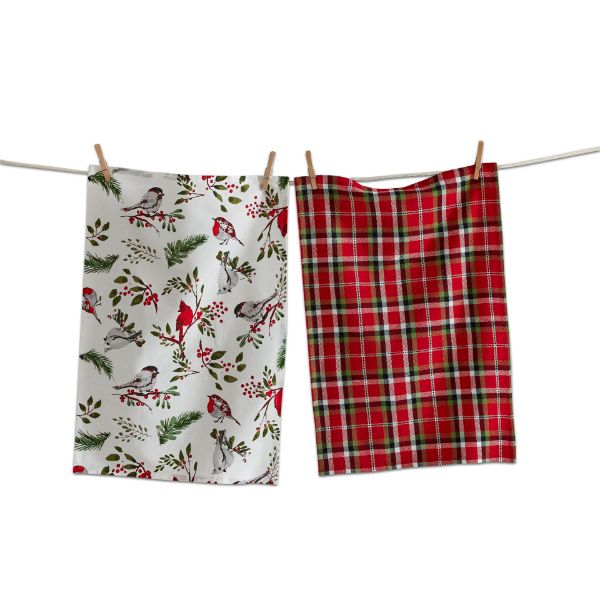 Picture of birds & berries dishtowel set of 2 - multi