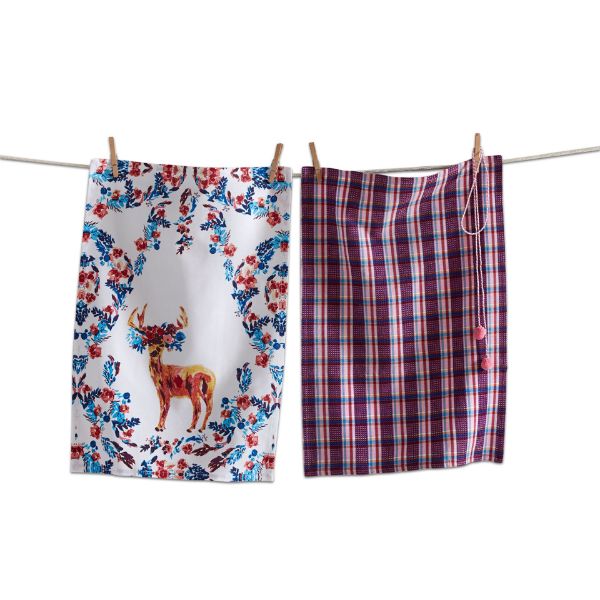 Picture of merry reindeer dishtowel set of 2 - multi