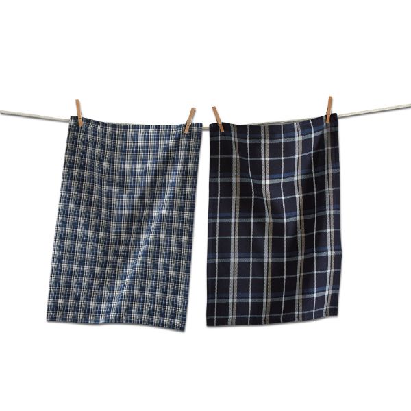 Picture of evergreen plaid dishtowel set of 2 - midnight blue