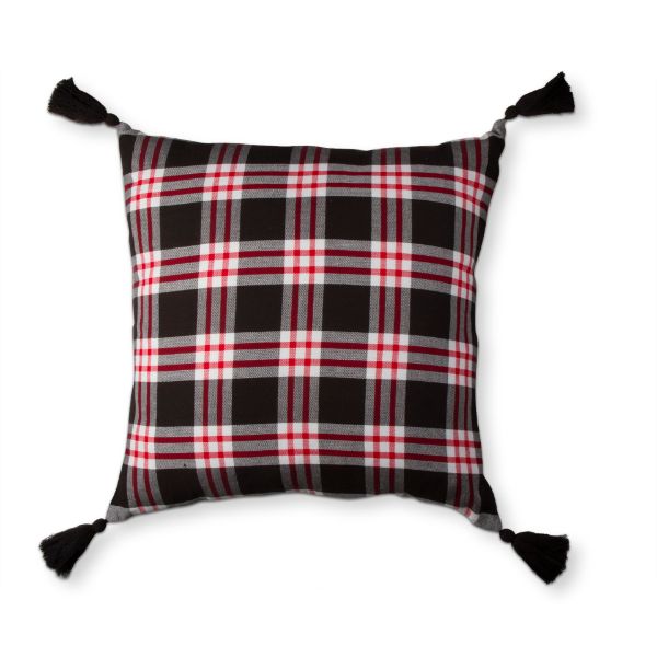 Picture of snow peak plaid pillow - red, multi