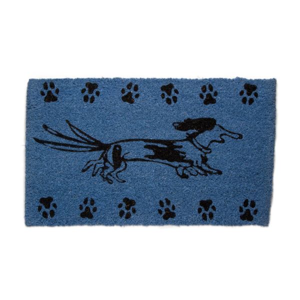 Picture of playful dog coir mat - blue