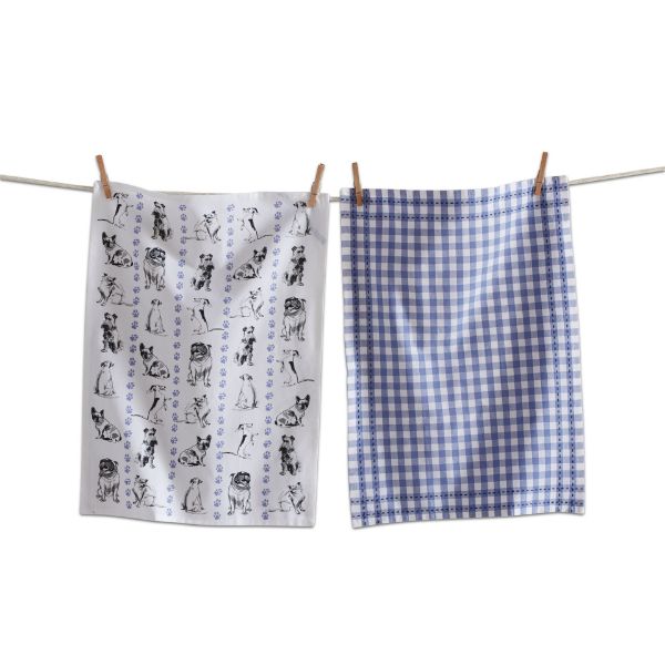 Picture of playful dogs dishtowel set of 2 - multi