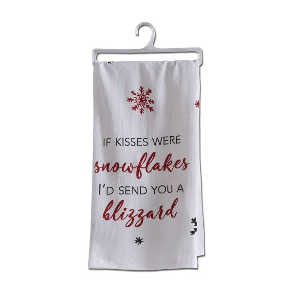 Picture of snowflake kisses flour sack dishtowel - multi