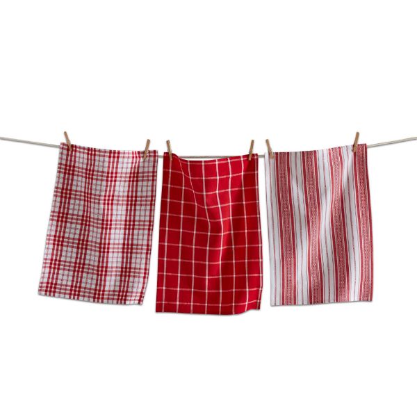 Picture of merry plaid dishtowel set of 3 - white, multi