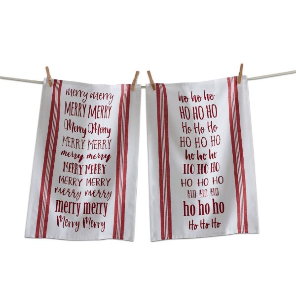 Picture of making spirits bright ho ho ho dishtowel set of 2 - white, multi