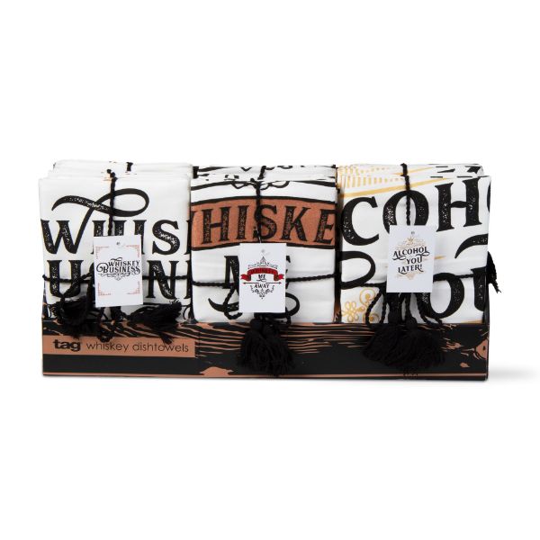 Picture of whiskey dishtowel assortment of 18 & cdu - black