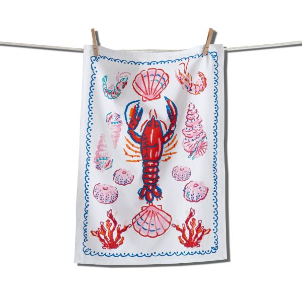 Picture of lobster dishtowel - red, multi