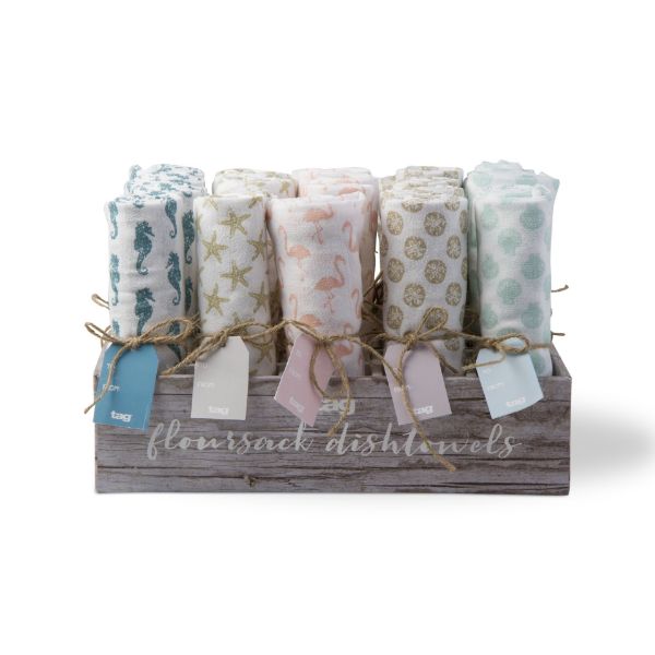 Picture of coastal floursack dishtowel assortment of 25 and cdu - multi