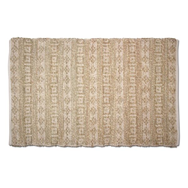 Picture of geo seagrass rug - white, multi