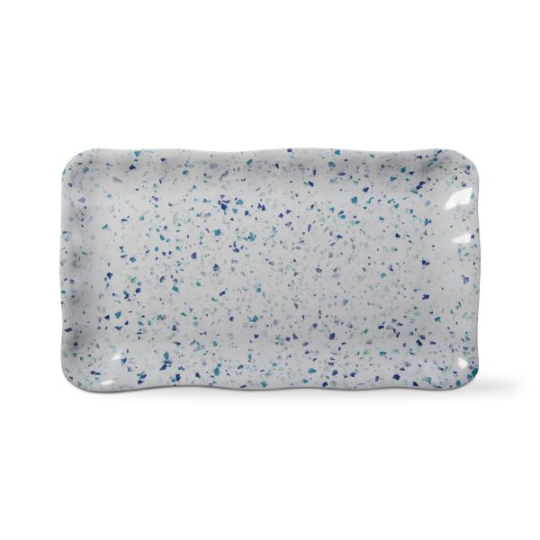 Picture of terrazo melamine rectangular platter - blue, multi