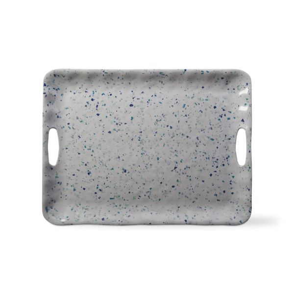 Picture of terrazo melamine serving tray - blue, multi